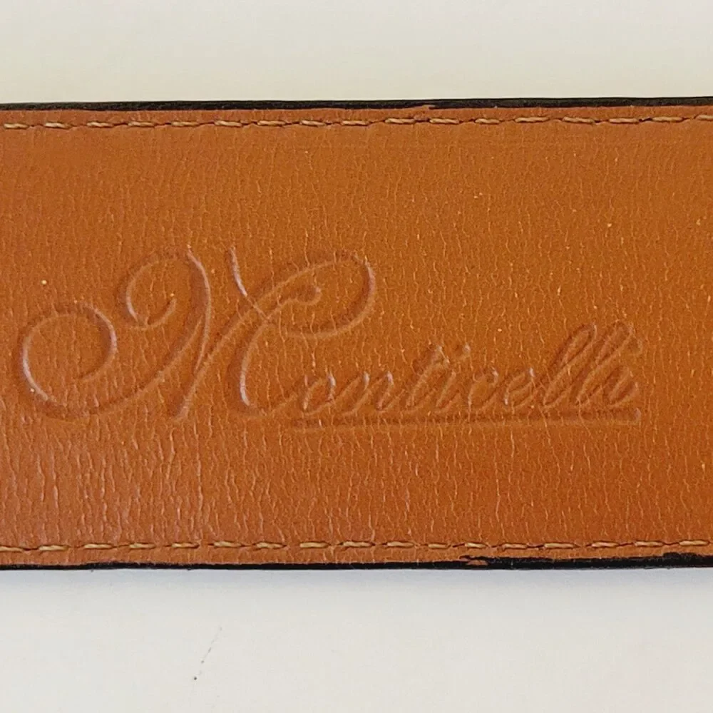 Monticelli Genuine Bison Leather Belt Black Size 40 Solid Brass Buckle Made USA